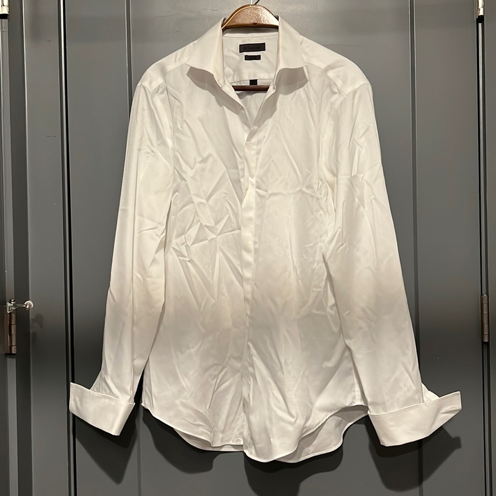 White Calvin Klein French Cuff slim fit shirt